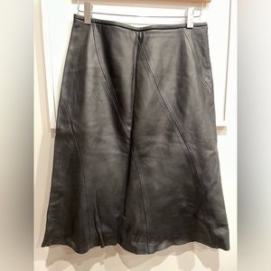 Mango Women’s Black Leather A-line Skirt